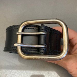 Black leather belt with silver buckle by Dior Homme